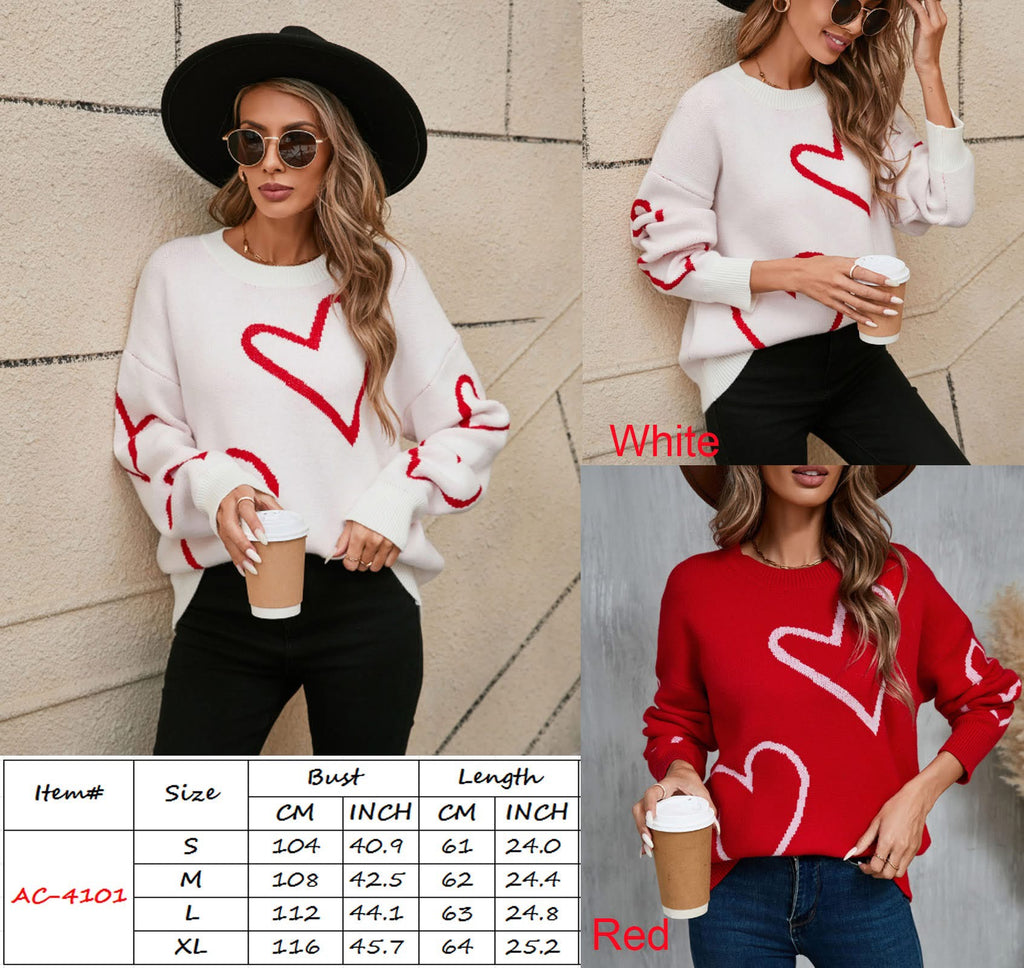 Red & White Heart Sweater
