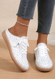Shiny Leopard Print Lace up Slip on shoes