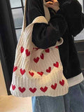 Heart knit hobo bag