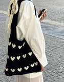 Heart knit hobo bag