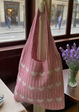 Heart knit hobo bag