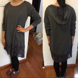 Lace bottom hooded tunic