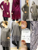 Lace bottom hooded tunic