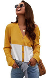 Waffle weave button down color block knot shirt